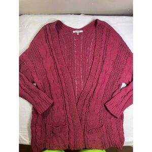Love Tree Womens Mauve Pink Cable Knit Open Front Cardigan Sweater Pocket Size M